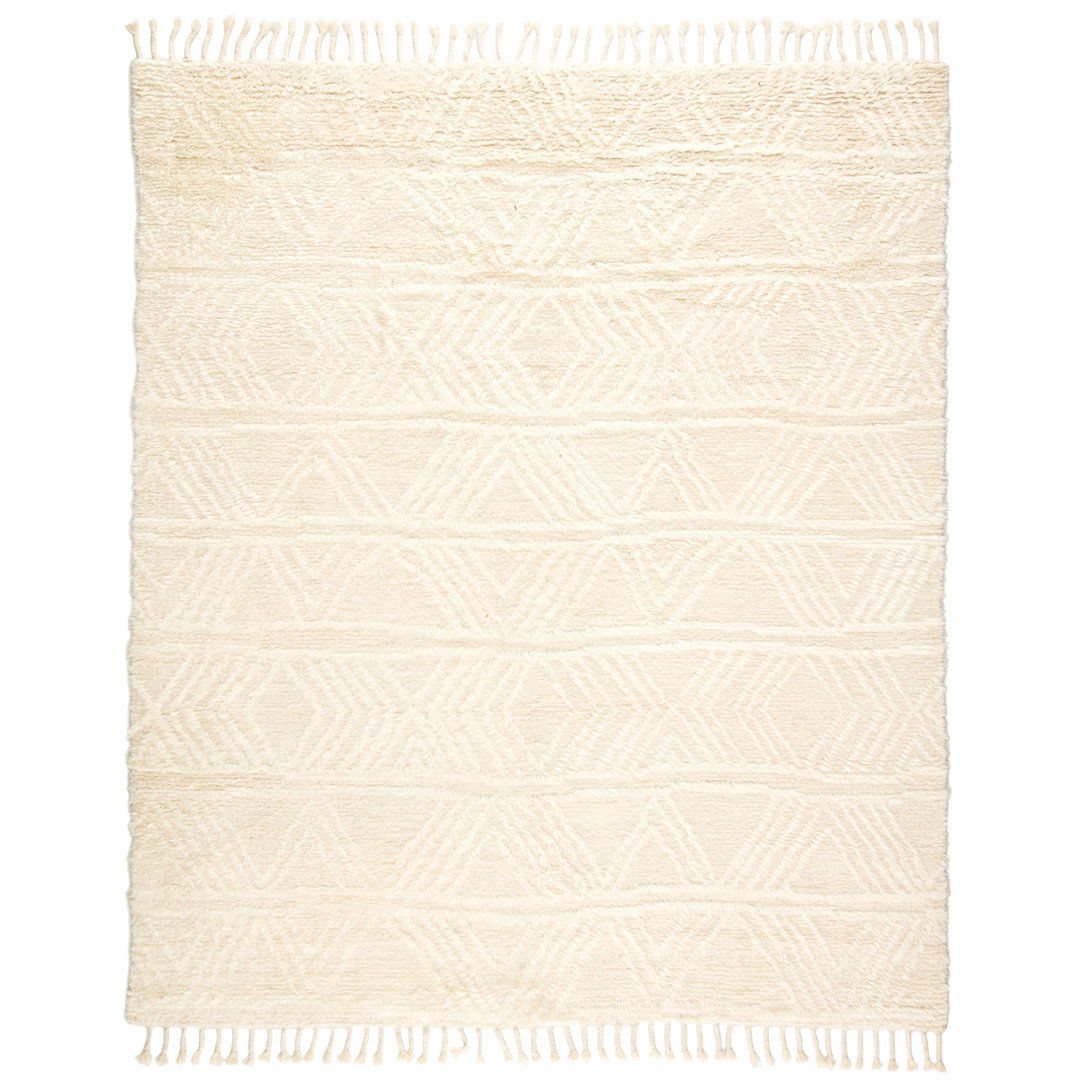 Akka Hand-Knotted Solid Cream Area Rug (8'x11') large image 