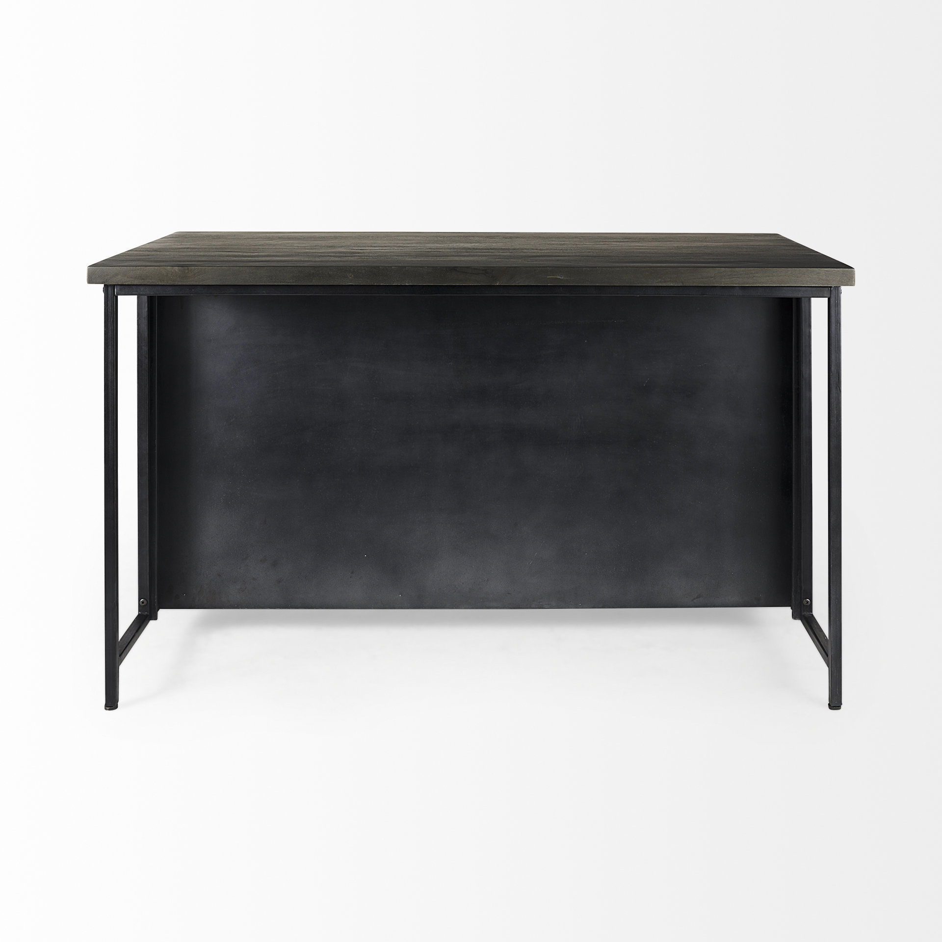 Dimitra  Dark Iron with Glass Doors Kitchen Island, by Mercana, 62" length x 32" width x 36" height View 7