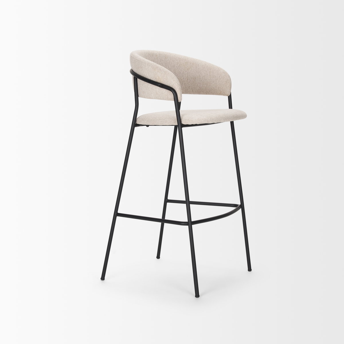 Carolyn Bar Stool with Oatmeal Fabric & Matte Black Metal, Counter & Bar Stool by Mercana, 19.29" length x 20.4" width x 39.75" height View 6