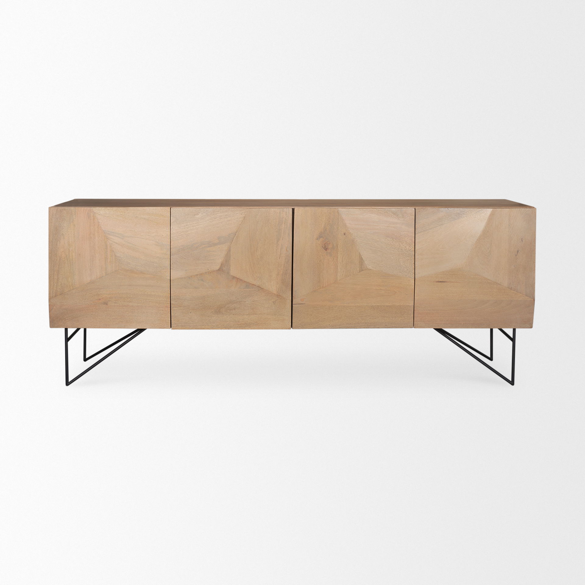 Darwin Light Brown Wooden 4 Door with 2 Shelves Sideboard large image 