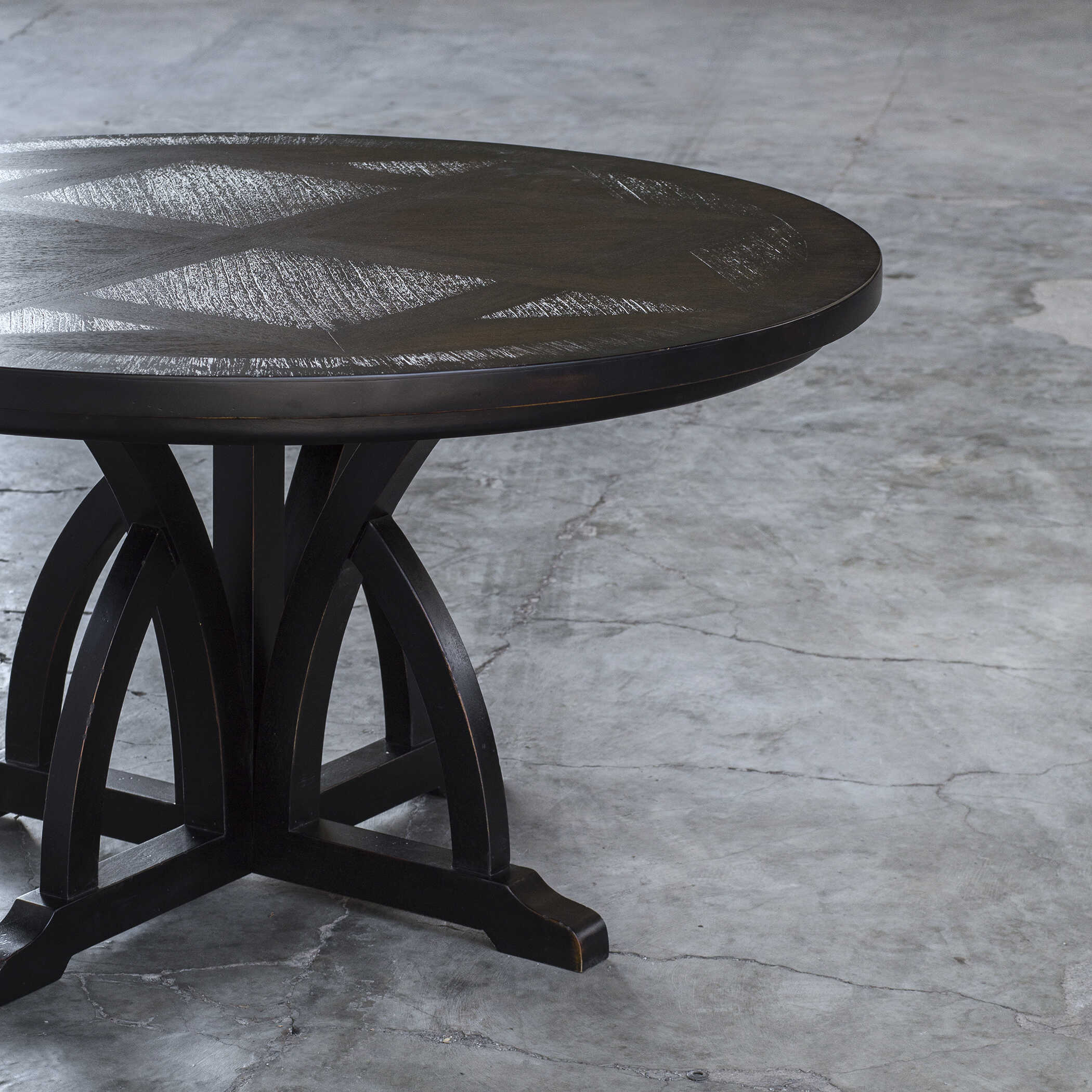 Maiva Round Black Dining Table, Furniture by Uttermost, 56" width x 30" height x 56" depth View 5