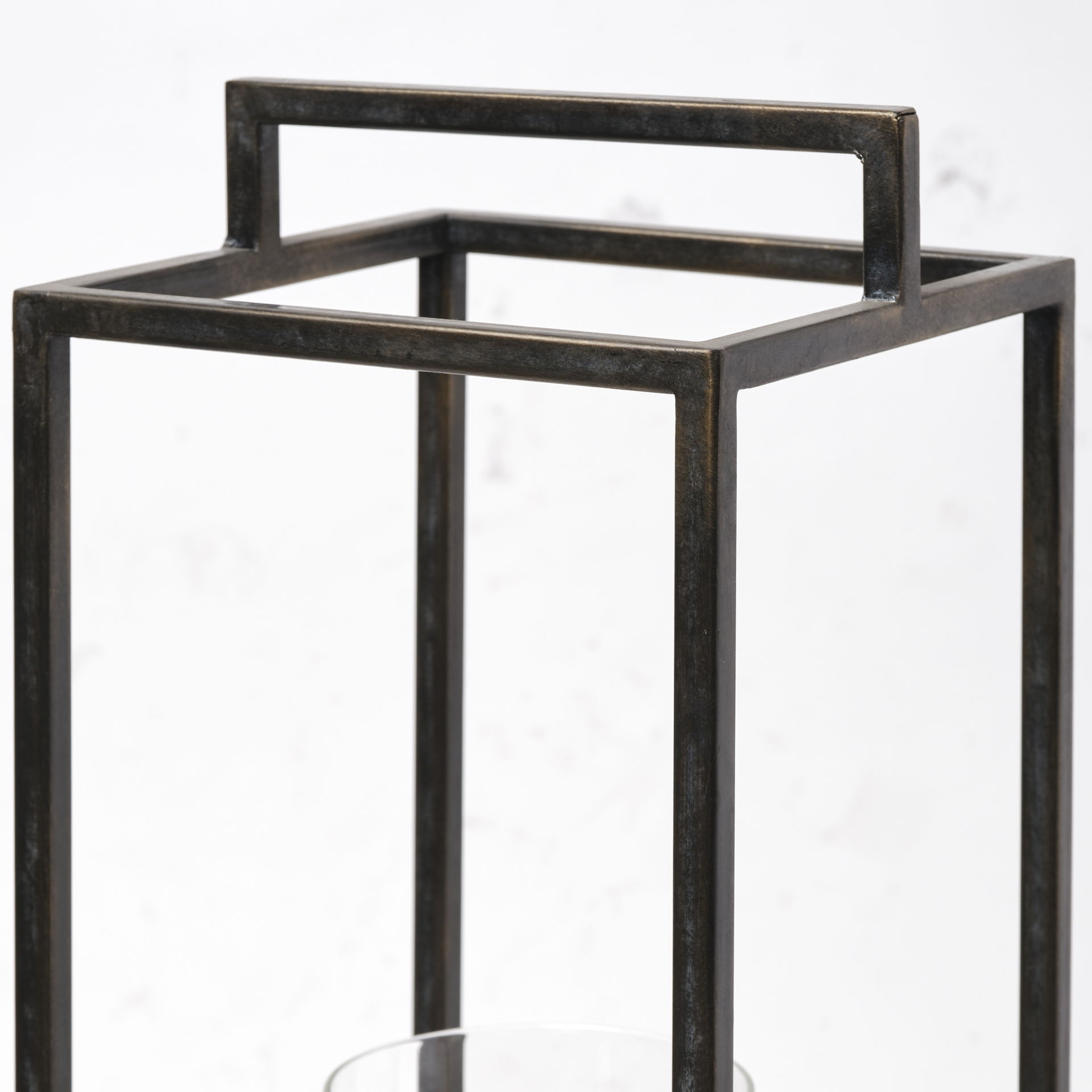 Orionis Large Wood with Black Metal Lantern Candle Holder, Lighting by Mercana, 6.69" length x 6.69" width x 23.82" height View 7