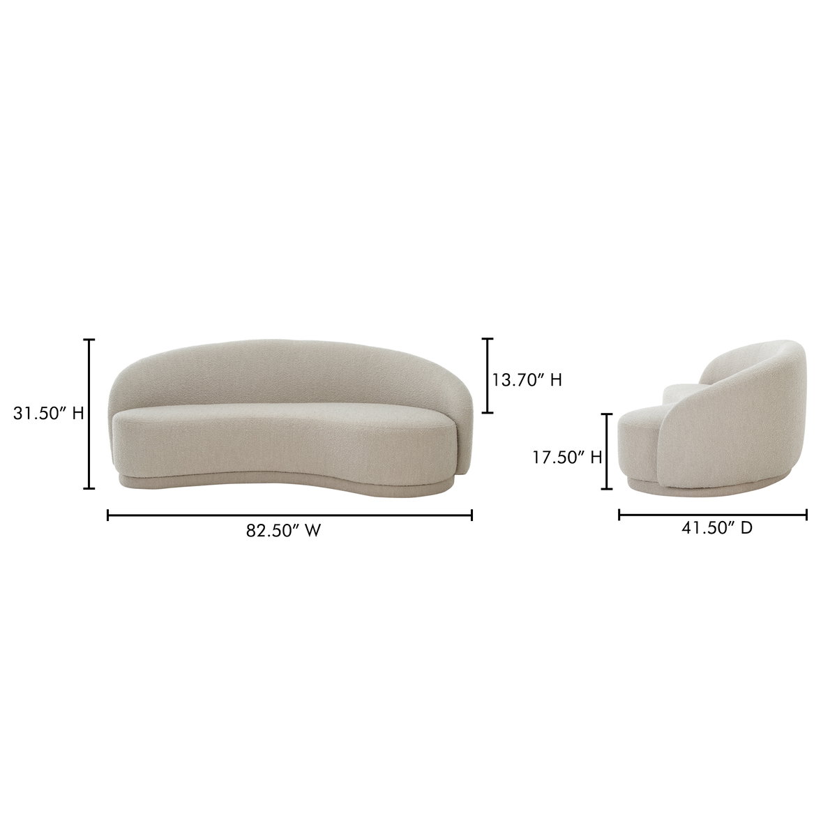 Excelsior Sofa Shiitake Beige, Sofas & Sectional by Moe's Home, 82.5" width x 31.5" height x 41.5" depth View 8