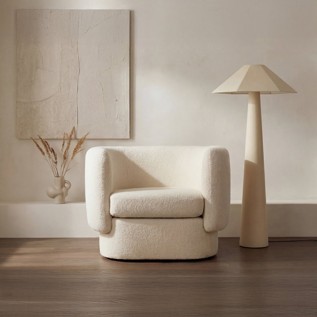 Gigi Floor Lamp Cream, by Moe's Home, 23.62" width x 49.21" height x 20.47" depth View 3