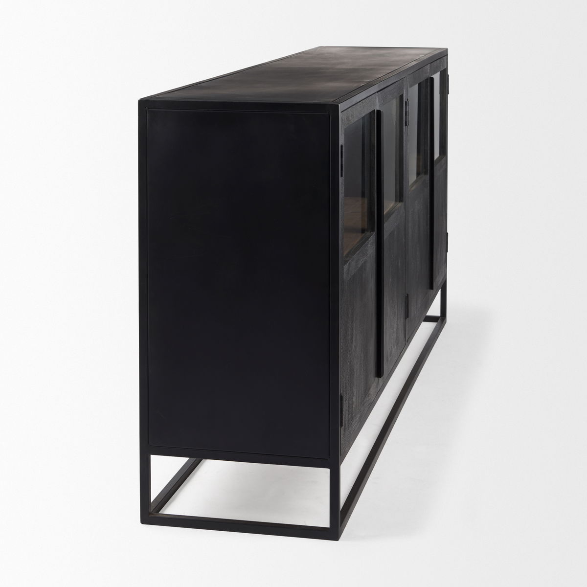 Sloan 80.0L x 17.0W x 36.0H Black Wood with Black Metal Frame Sideboard, Sideboards & Buffet by Mercana, 80" length x 18.75" width x 36.25" height View 9