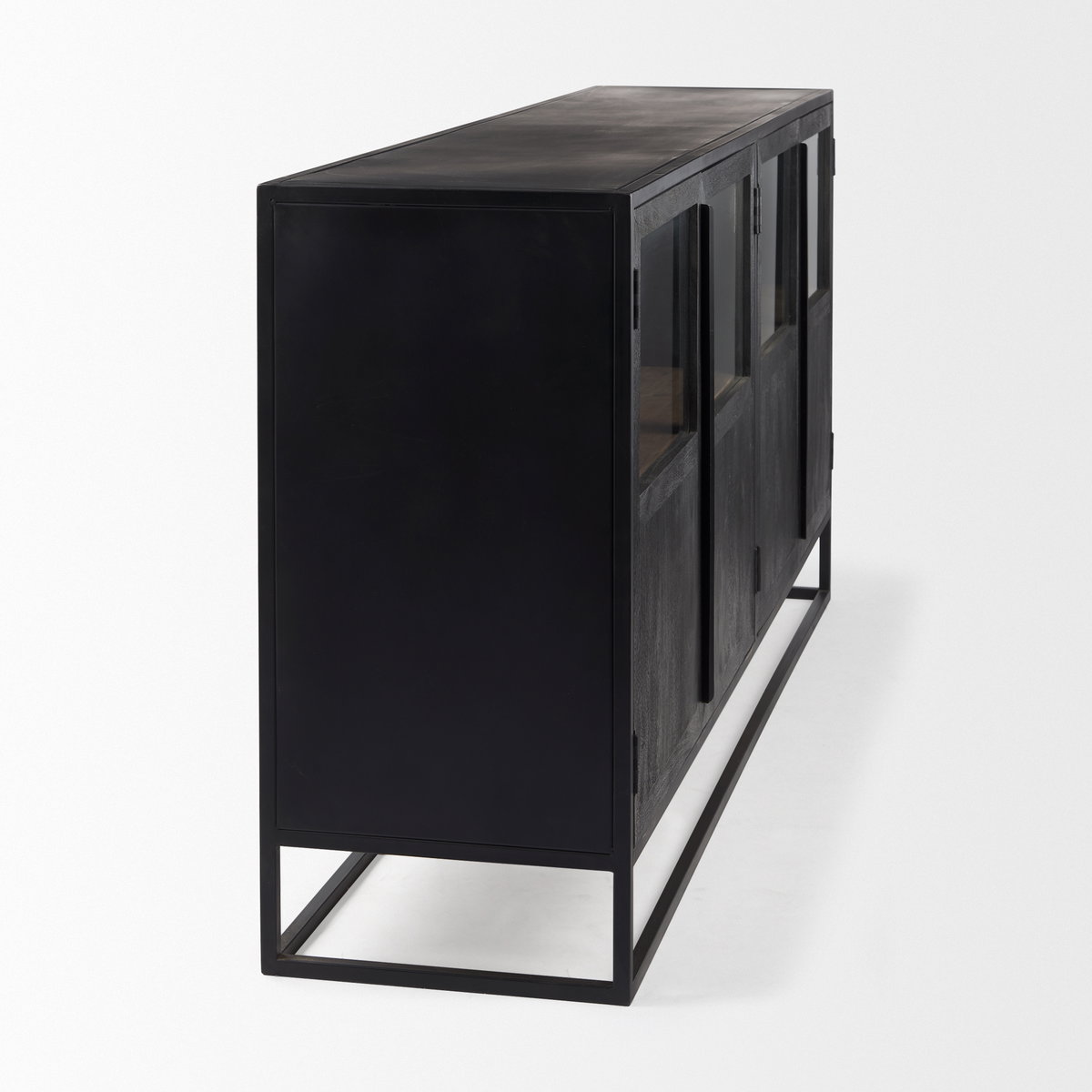 Sloan 80.0L x 17.0W x 36.0H Black Wood with Black Metal Frame Sideboard, Sideboards & Buffet by Mercana, 80" length x 18.75" width x 36.25" height View 9