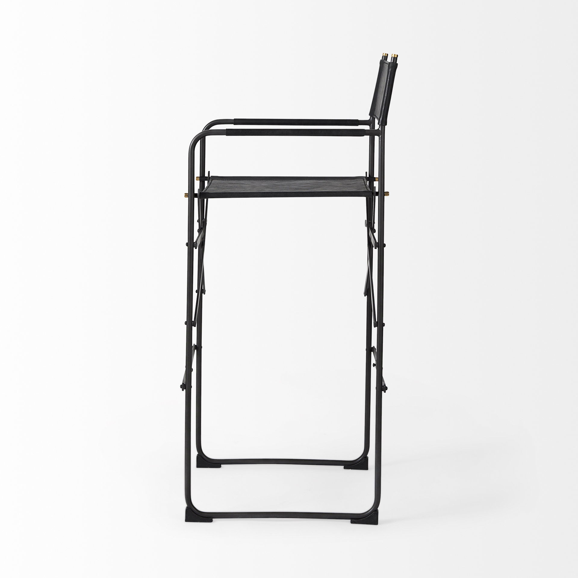 Direttore 19.3L x 19.3W x 44.1H Black Leather Seat with Black Iron Frame Bar Stool, Counter & Bar Stool by Mercana, 19.3" length x 20" width x 44.1" height View 3