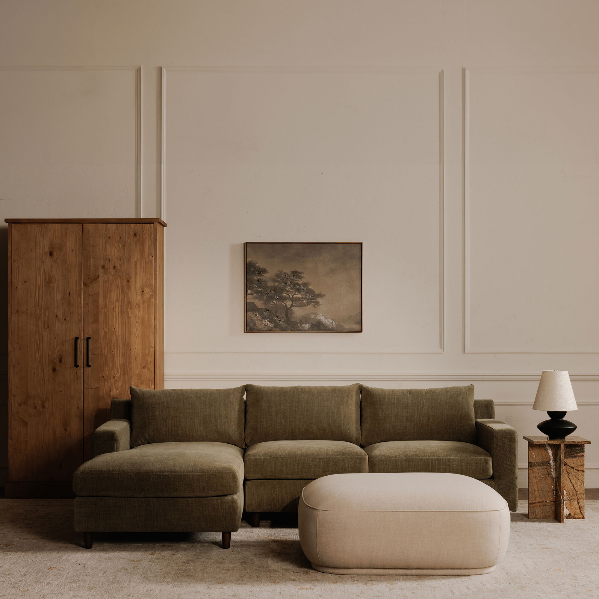 Marion Square Ottoman Beige large image 