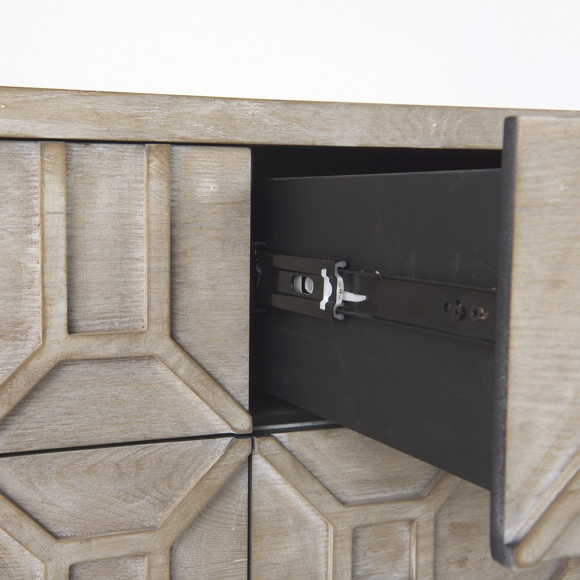 Genevieve II Light Brown Fir Veneer 9 Drawer Sideboard, Sideboards & Buffet by Mercana, 70.08" length x 15.75" width x 30.91" height View 11