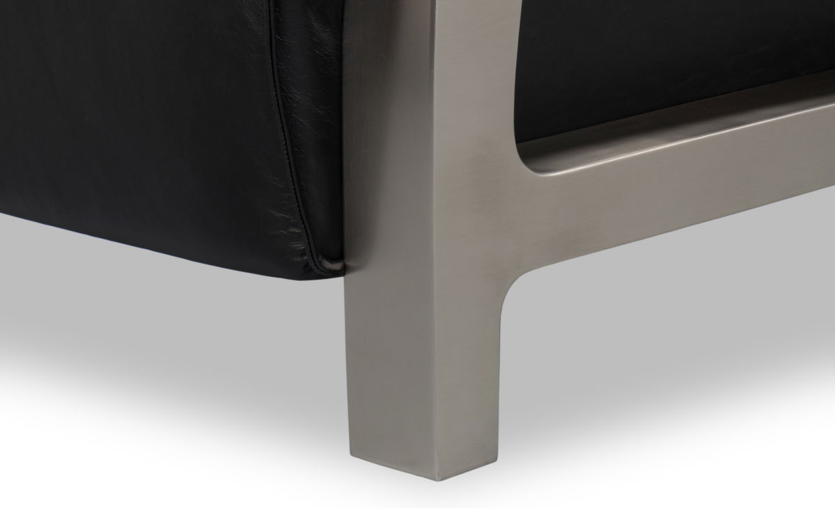 Carlisle Armchair  Leather Onyx Black, by Sarreid, 3'1" length x 2'5" width x 2'6" height View 6