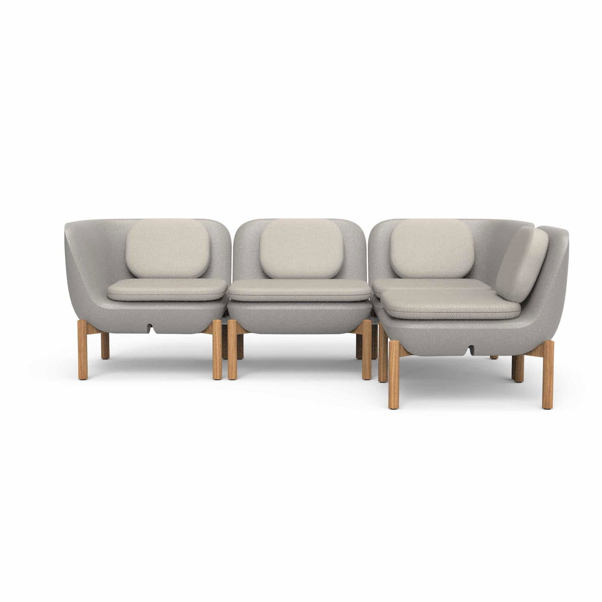Inou Elements Modular Four-seater Sectional Sofa, Outdoor Furniture by Crescent Garden, 6'9.3" width x 2'2.4" height x 4'5.3" depth View 1