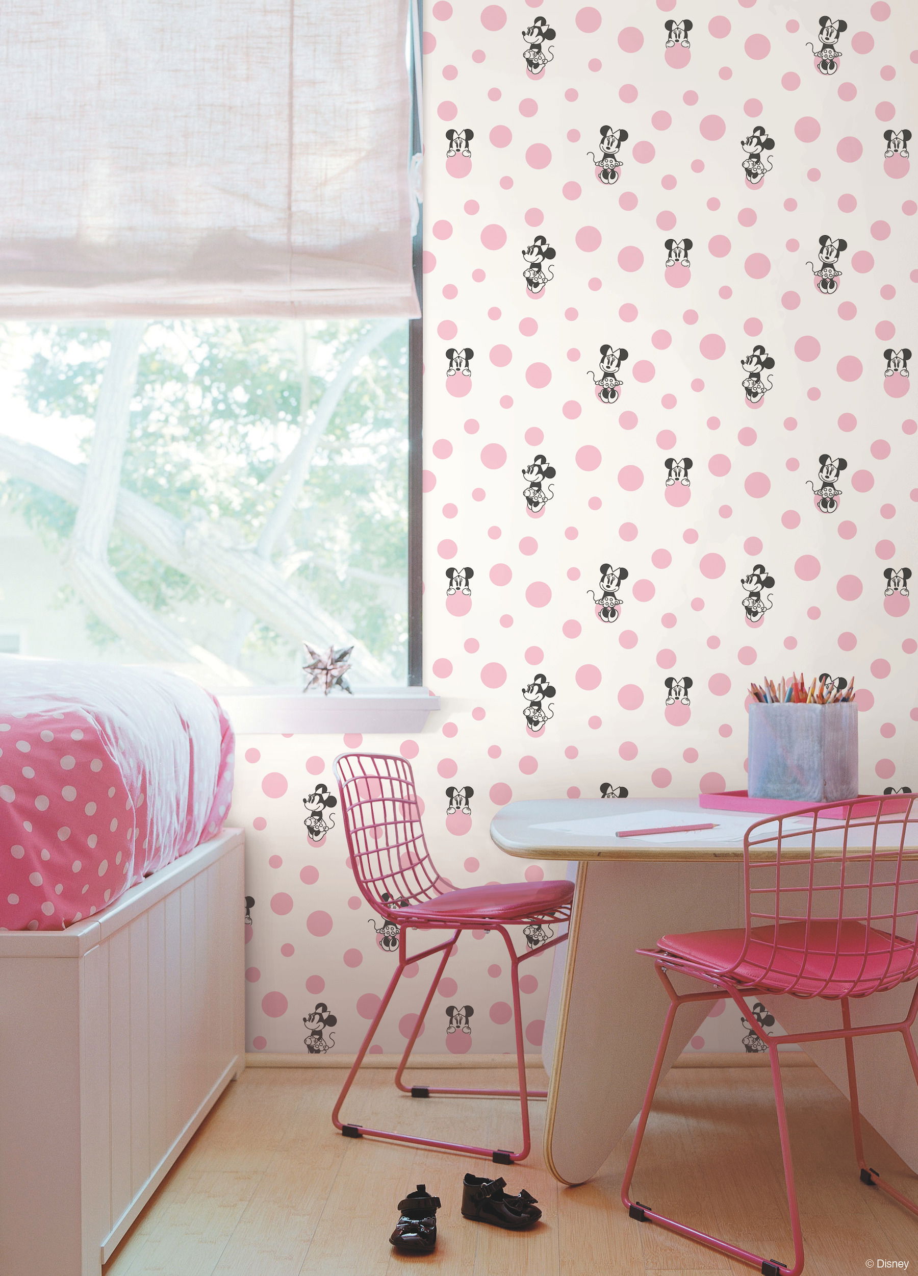 Minnie Dots Pink Wallpaper, by York Wall, 33' length x 1'8.5" width x 0.02" depth View 2