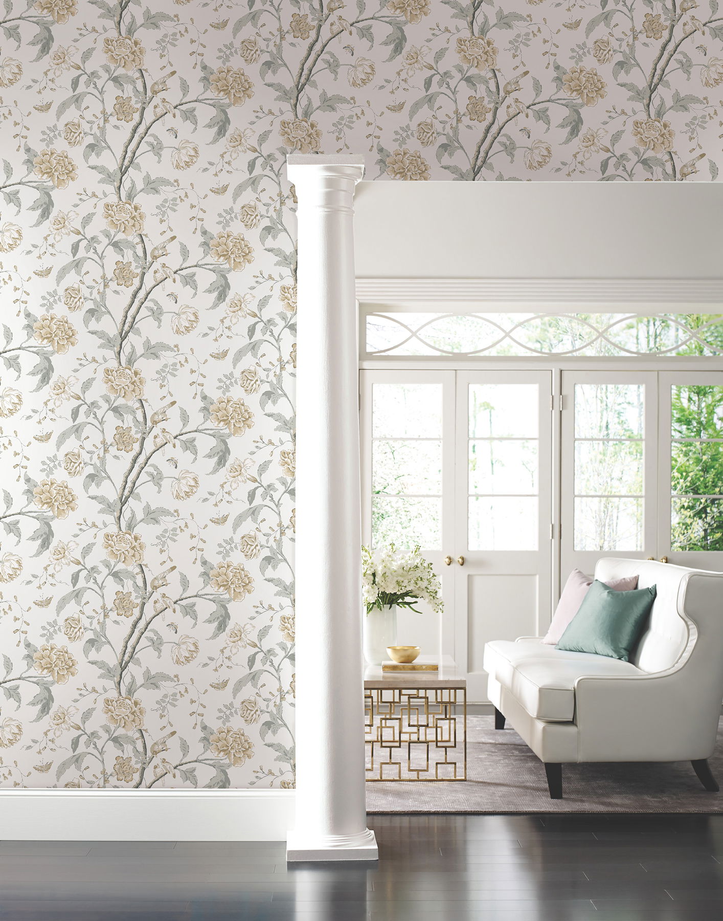 Teahouse Floral Neutral Wallpaper large image 