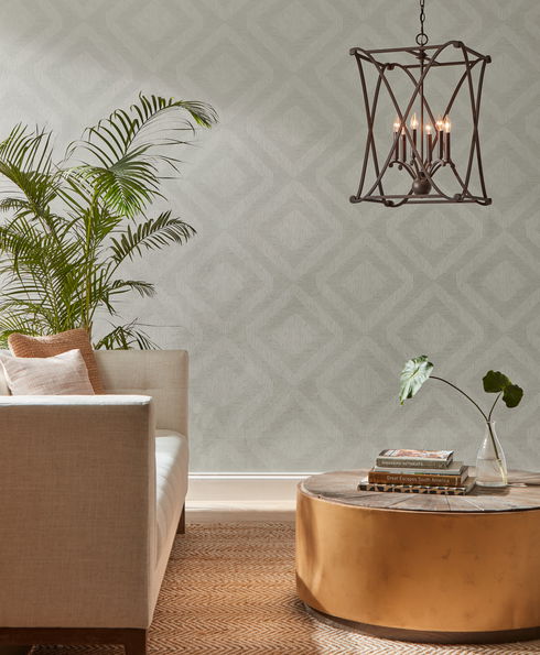 Diamond Channel Light Grey Wallpaper