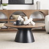 Mitchell 40.0L x 40.0W x 16.0H Black Metal Pedestal Base with Brown Wood Top Coffee Table thumbnail 2
