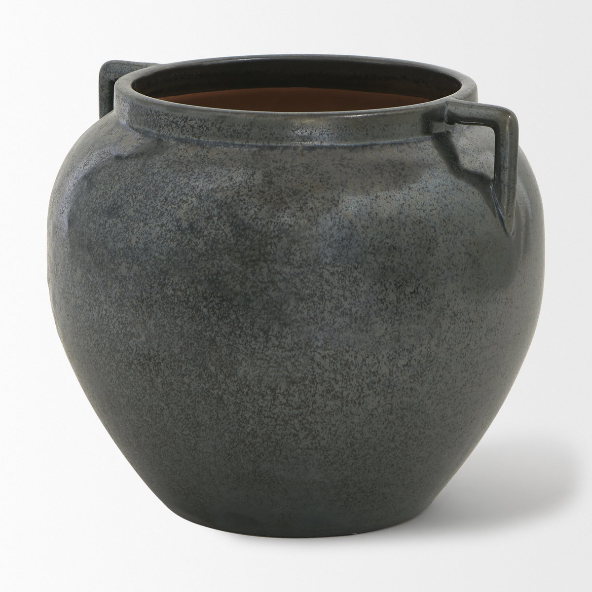Kora Short Dark Metallic Double Ear Vase, by Mercana, 9.45" length x 9.45" width x 8.46" height View 1