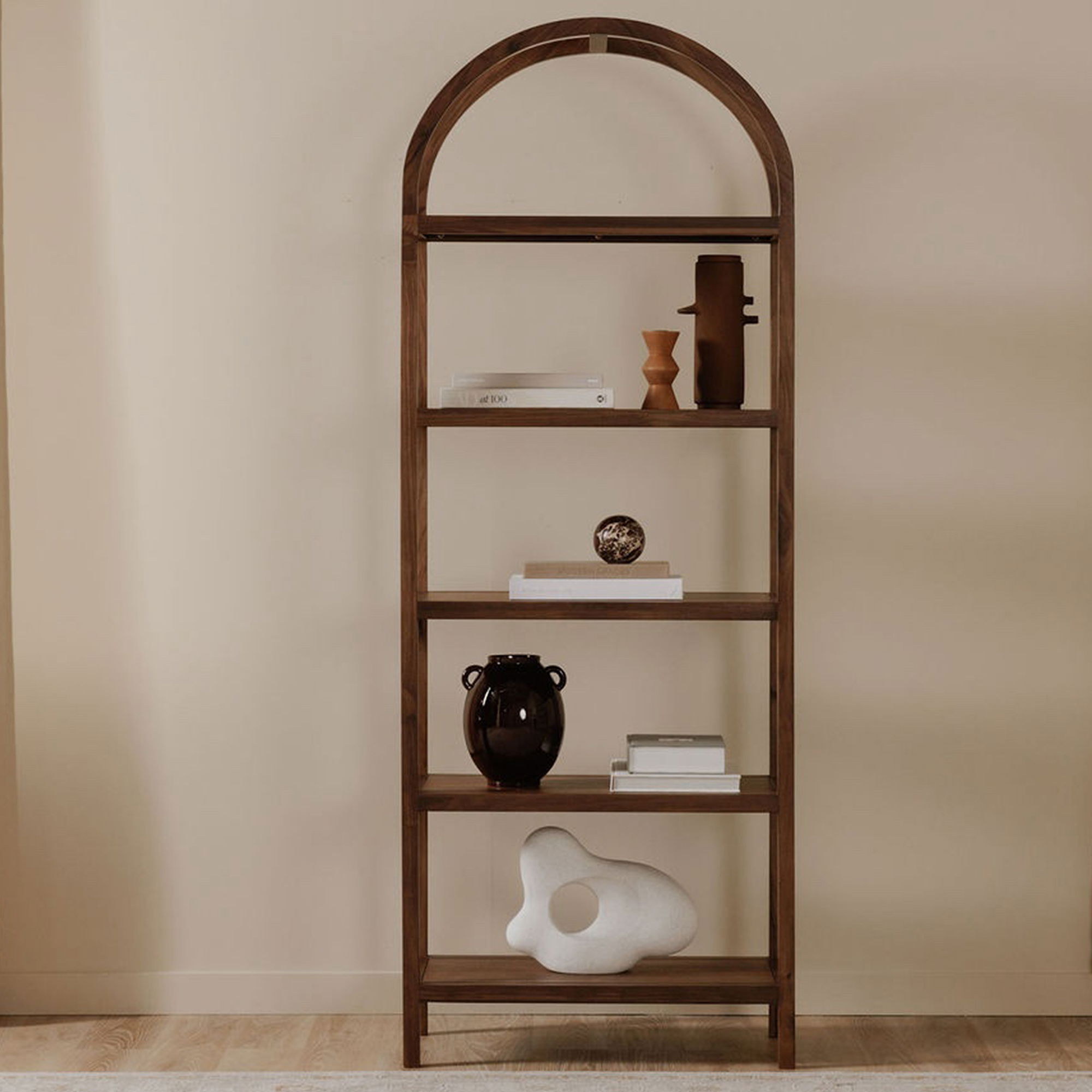 Eero Bookcase Walnut, Shelving & Bookcase by Moe's Home, 30" width x 80" height x 16" depth View 4