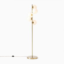 Online Designer Bedroom Staggered Glass 5 Light Floor Lamp Antique Brass Milk Glass (60")