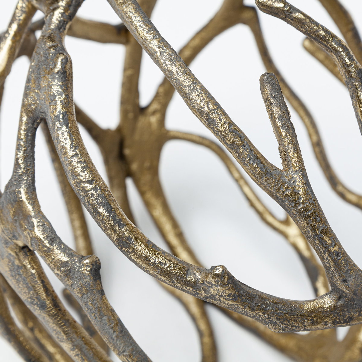 Sphaira Noir I Small 5L x 5W Gold Cast Aluminum Decorative Tree Branch Orb, Decorative Object by Mercana, 4.75" length x 4.75" width x 4.75" height View 6