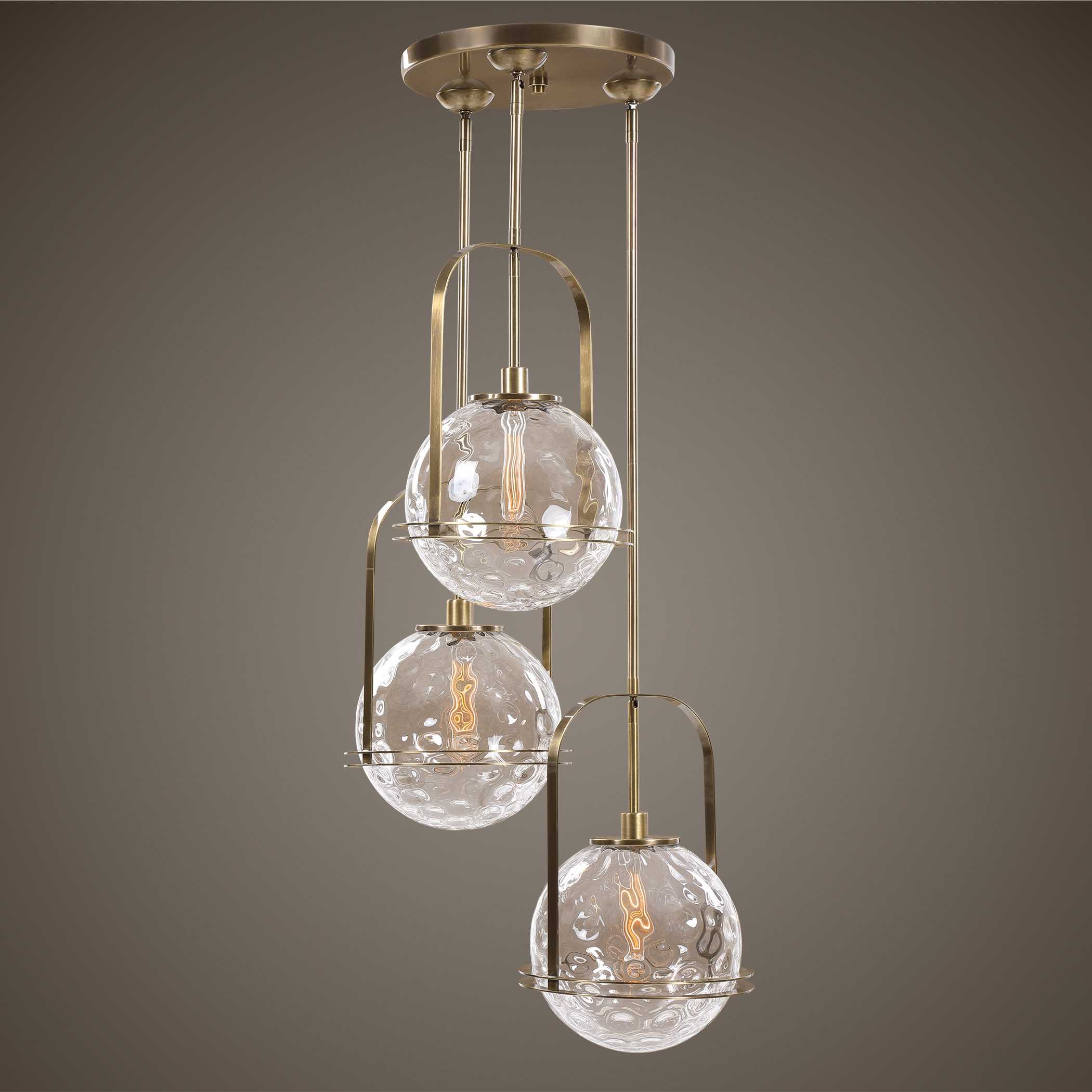 Mimas 3 Light Cluster Pendant, Ceiling Light by Uttermost, 24" width x 48.25" height x 24" diameter x 24" depth View 2