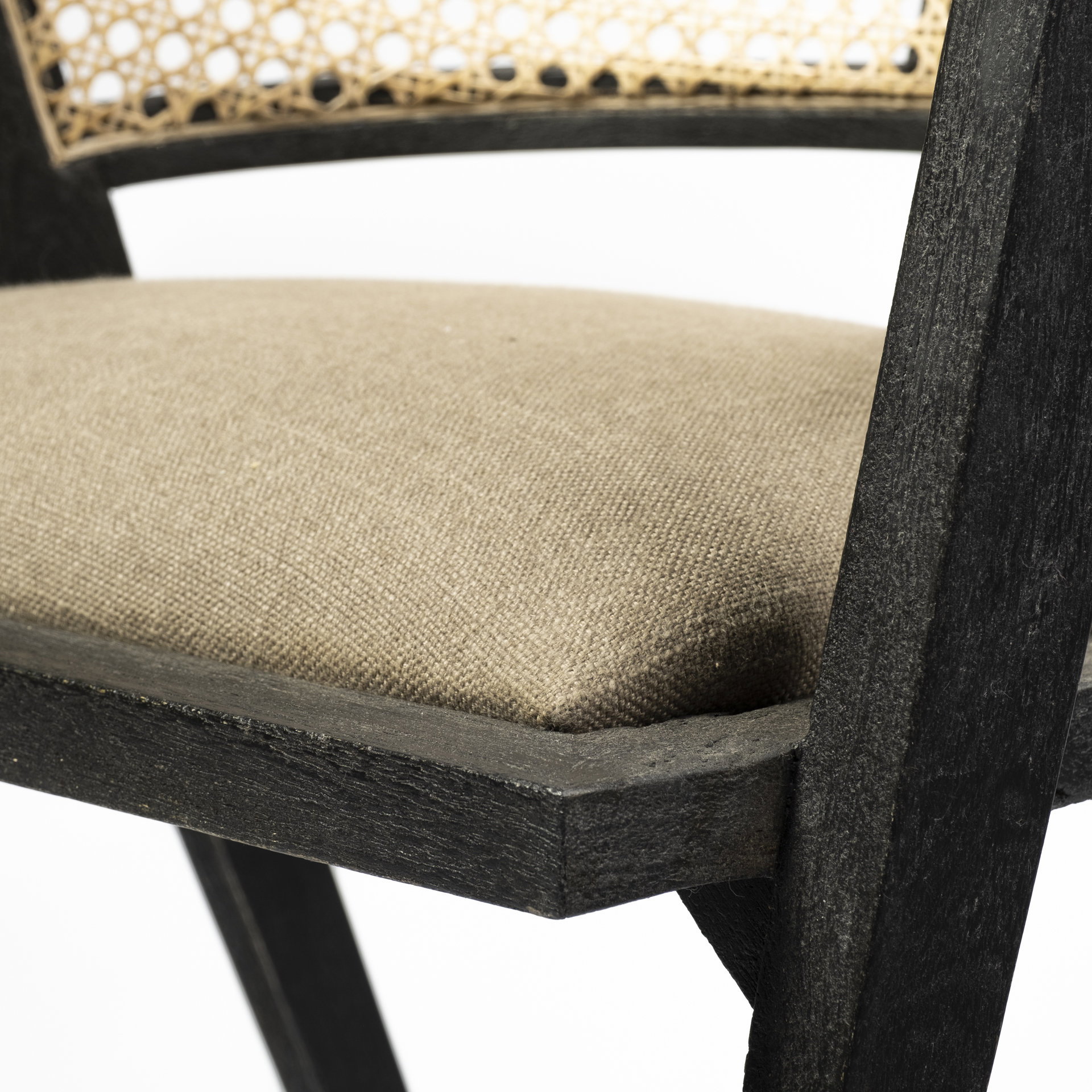 Tabitha I Black Wooden Frame Linen Wrap Seat Dining Chair, by Mercana, 23" length x 23" width x 30" height View 8