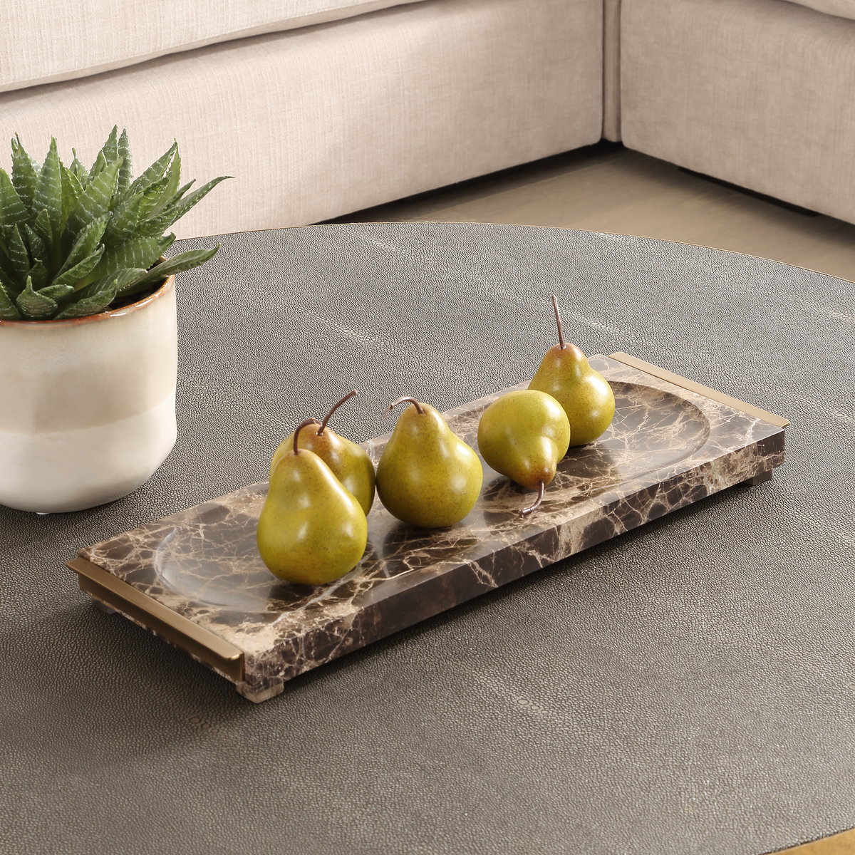 Marble Tray Crest, Decorative Tray by Uttermost, 18.87" width x 1.37" height x 7" depth View 2