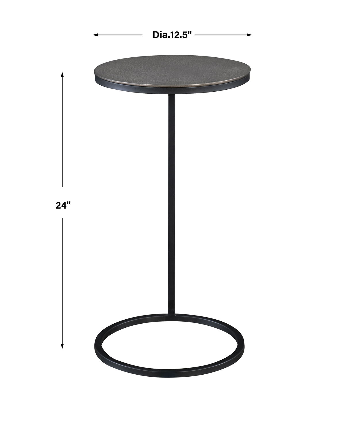Brunei Nickel Accent/Drink Table, Side & End Table by Uttermost, 12.5" width x 24" height x 12.5" depth View 3