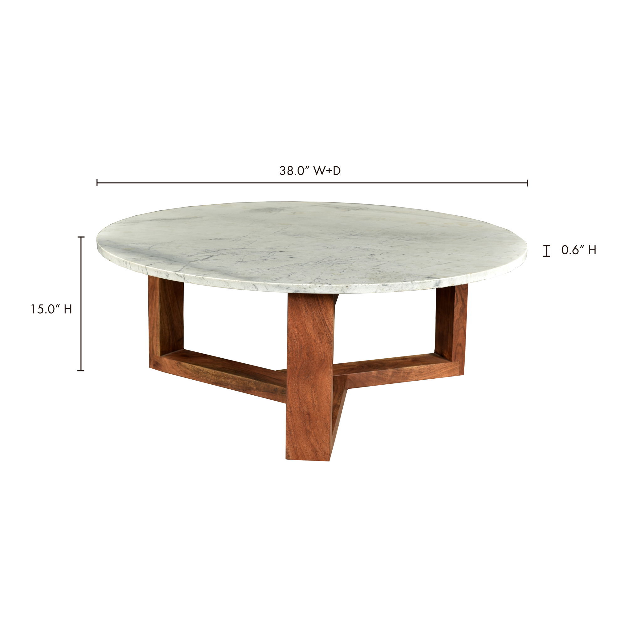 Jinxx Coffee Table White, by Moe's Home, 38" width x 15" height x 38" depth View 7