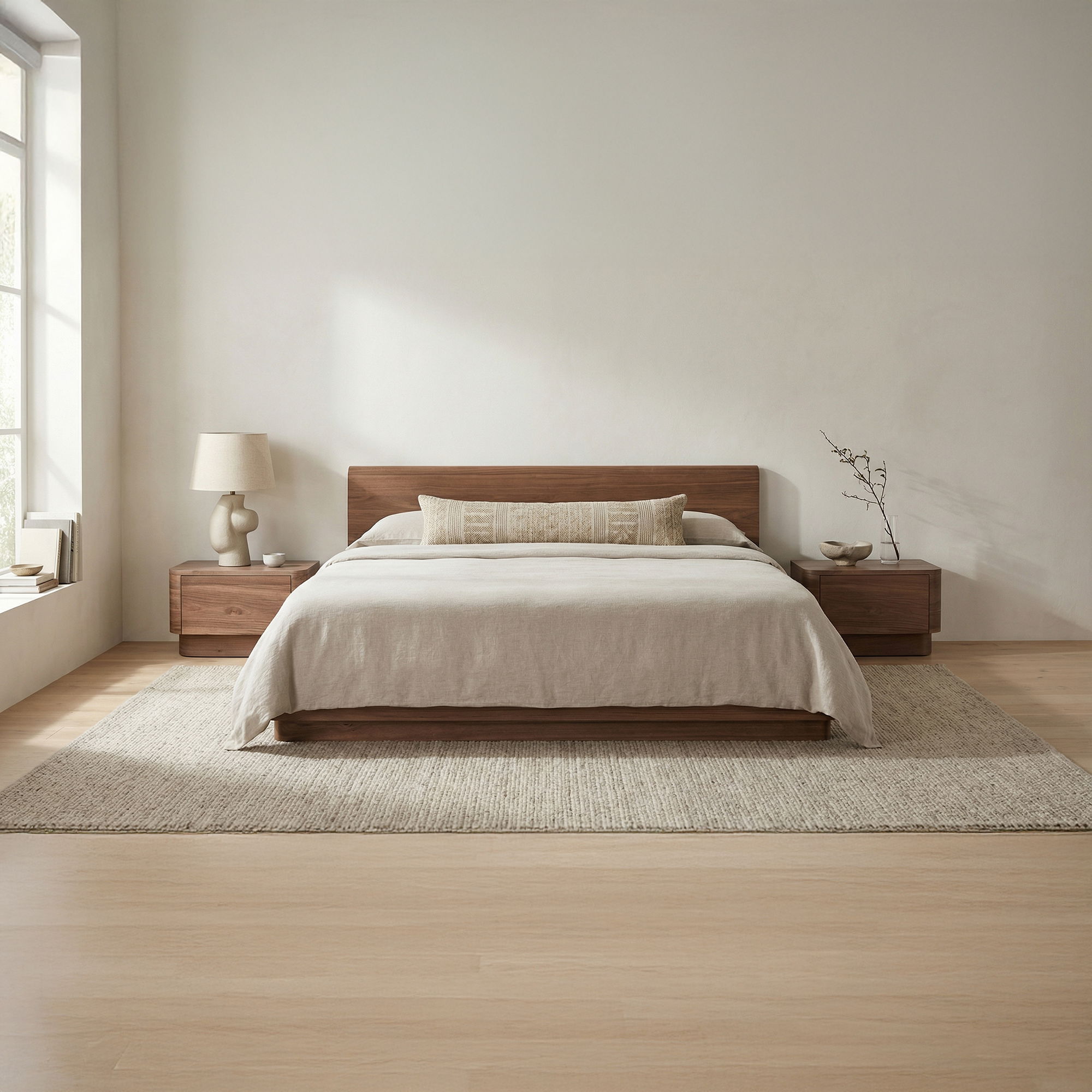 Round Off King Bed Walnut Brown, by Moe's Home, 81" width x 30" height x 84" depth View 9