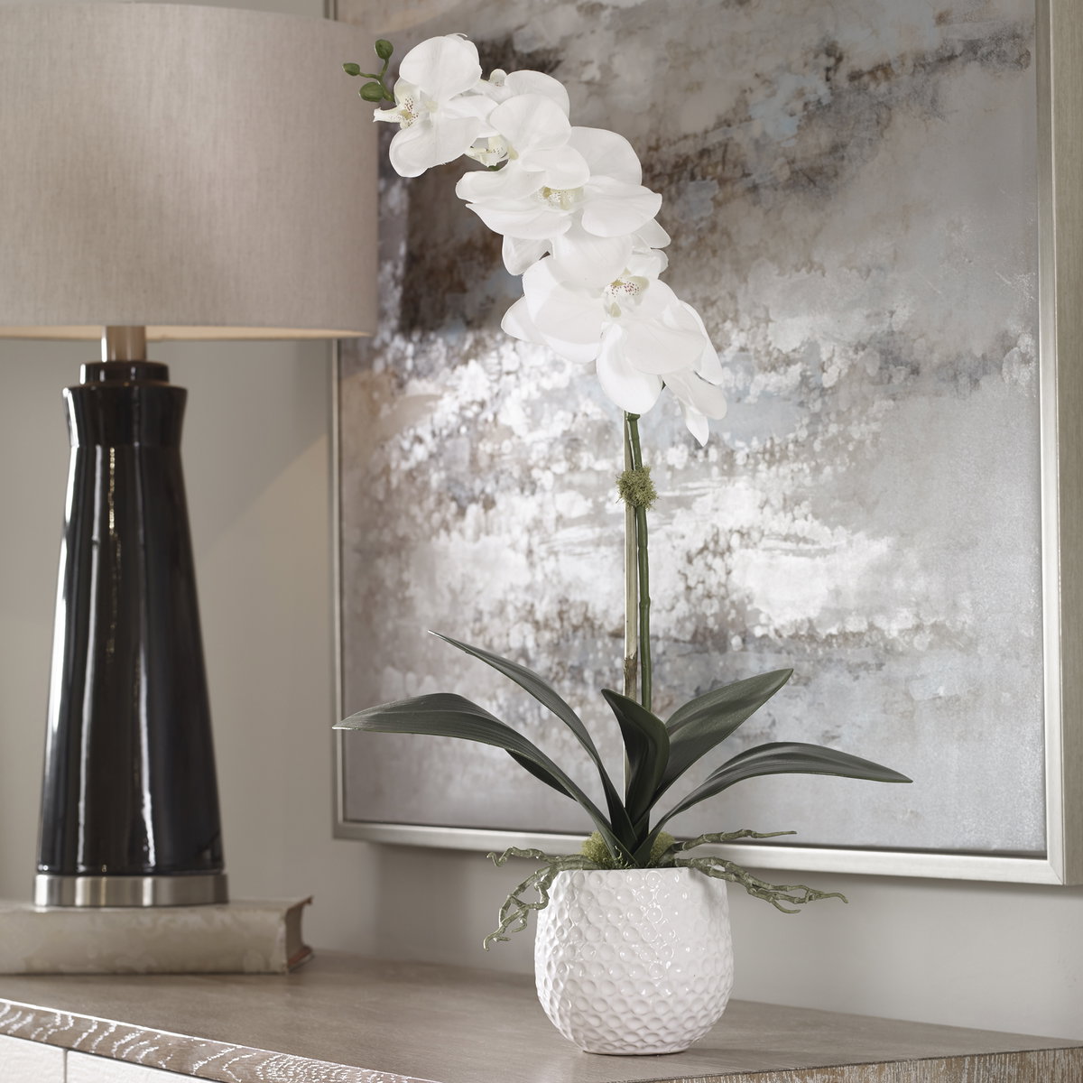 Cami White Orchid, Artificial Plants & Flower by Uttermost, 14" width x 24" height x 8" depth View 2