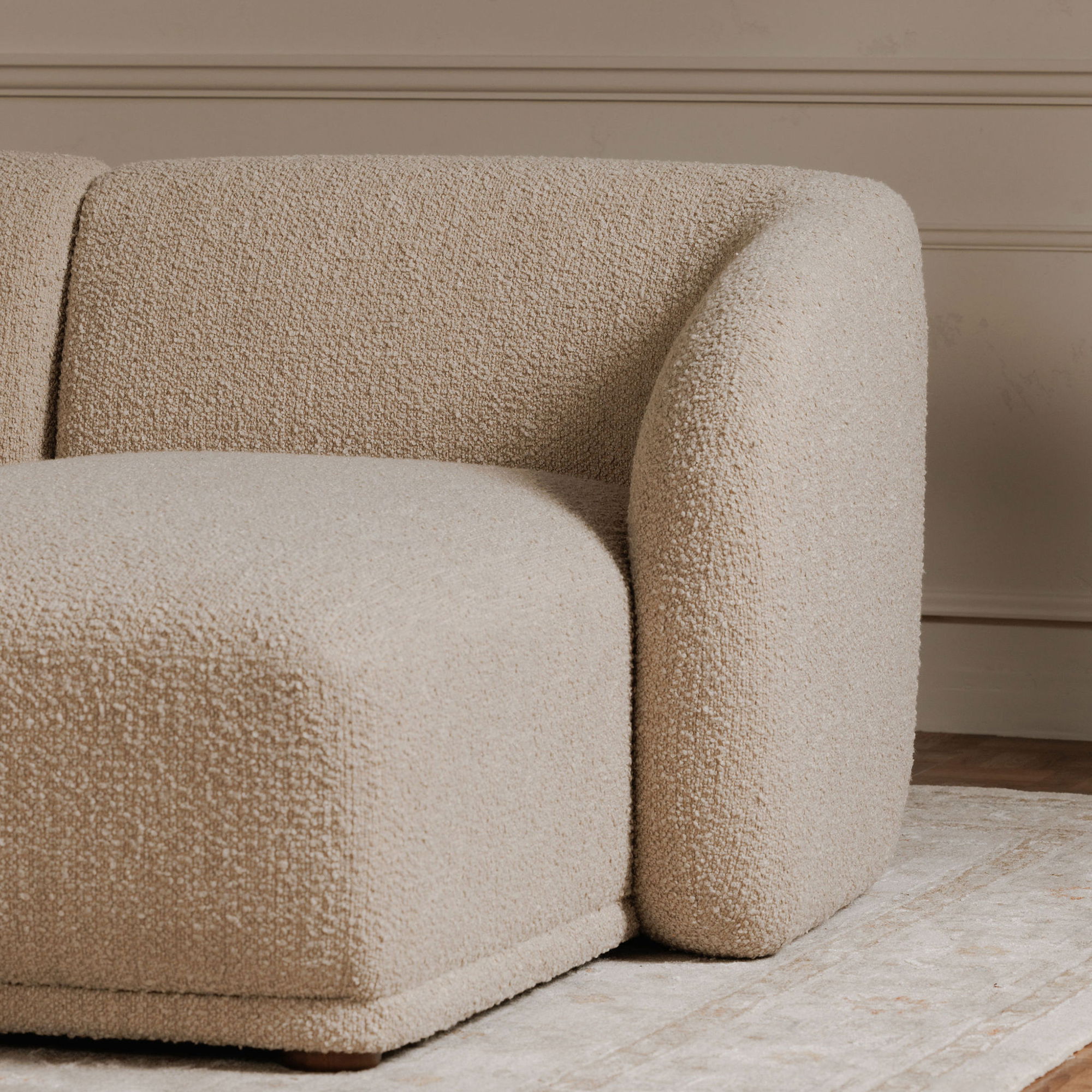 Faye Right Sectional Beige Boucle large image 