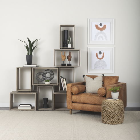 Simul (Set of 2) Light Brown Wood Modular Shelving Unit