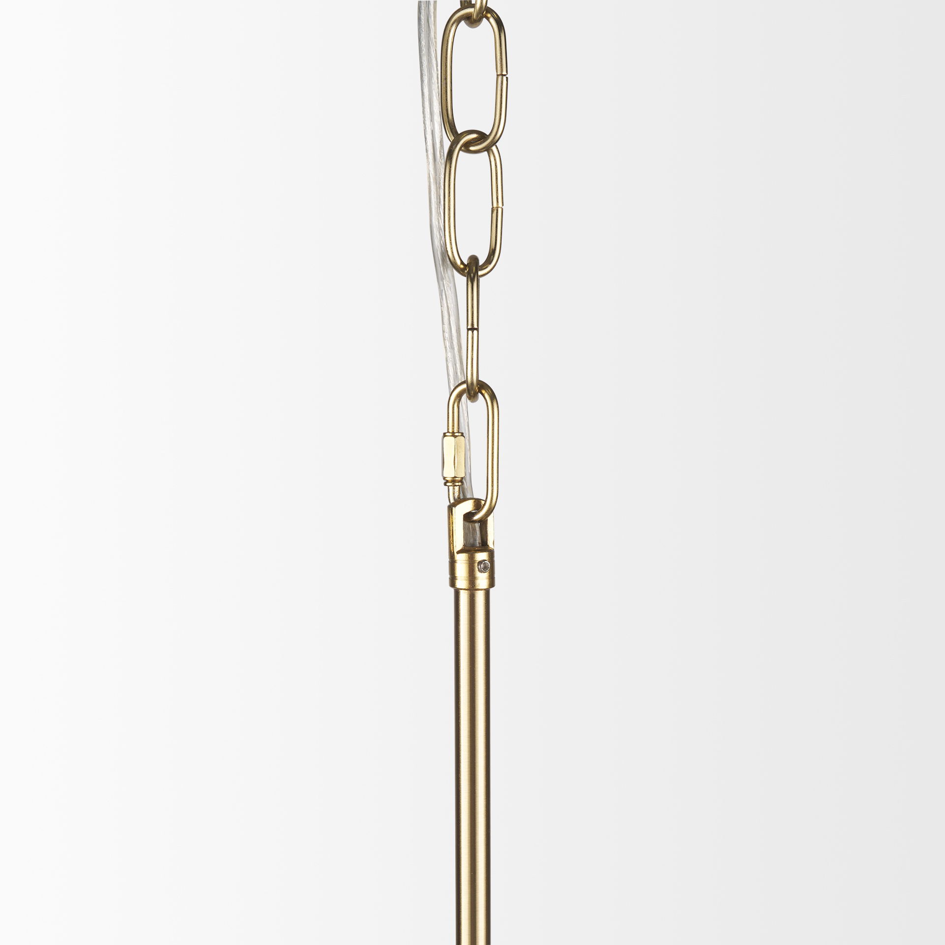 Britton Gold Metal with Clear Glass Globes 6-Light Chandelier, by Mercana, 47" length x 27" width x 33" height View 9