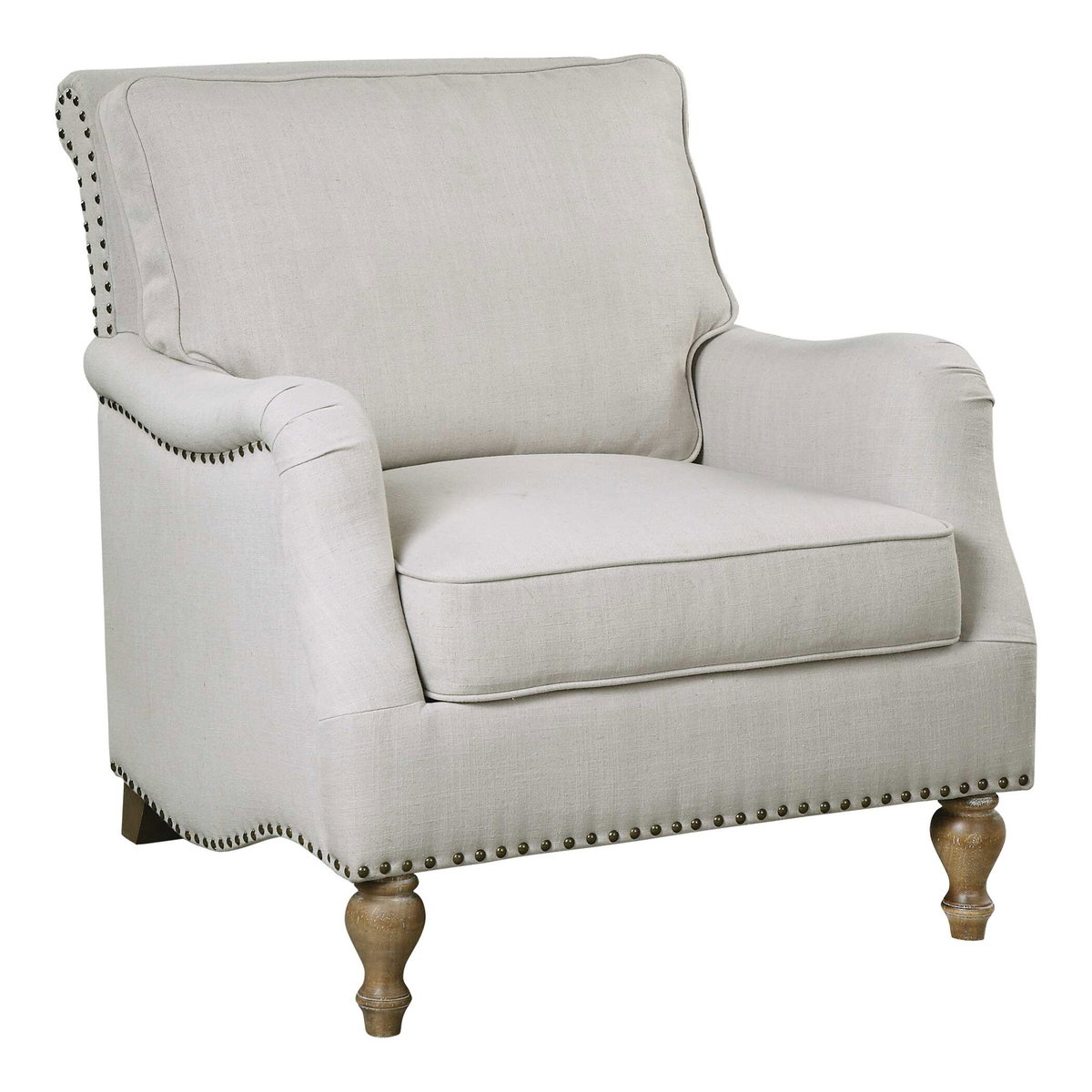 Armstead Antique White Armchair, Accent Chair by Uttermost, 31.5" width x 33.5" height x 36.25" depth View 5