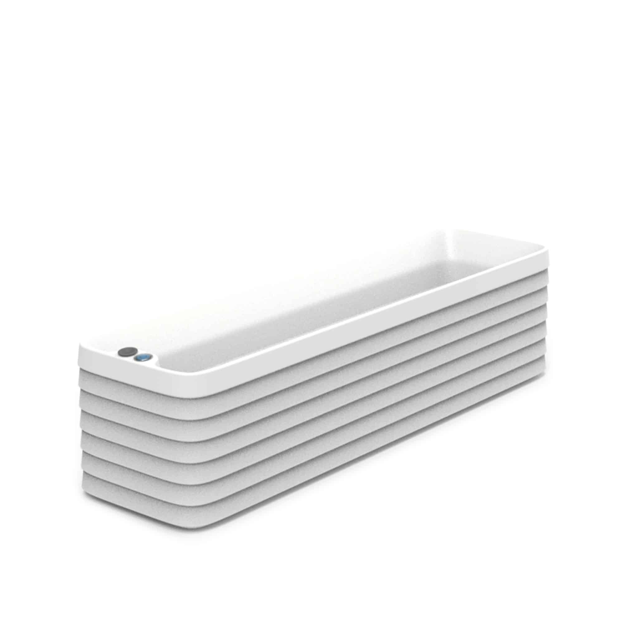 TruDrop Slat Self Watering Windowbox, Cloud White, Large, Planter by Crescent Garden, 12.6" width x 12" height x 46.69" depth View 1
