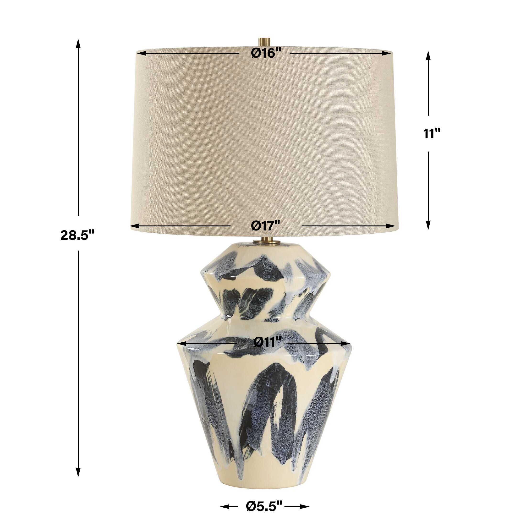 Oranda Abstract Geometric Table Lamp, by Uttermost, 17" width x 28.5" height x 17" depth View 3