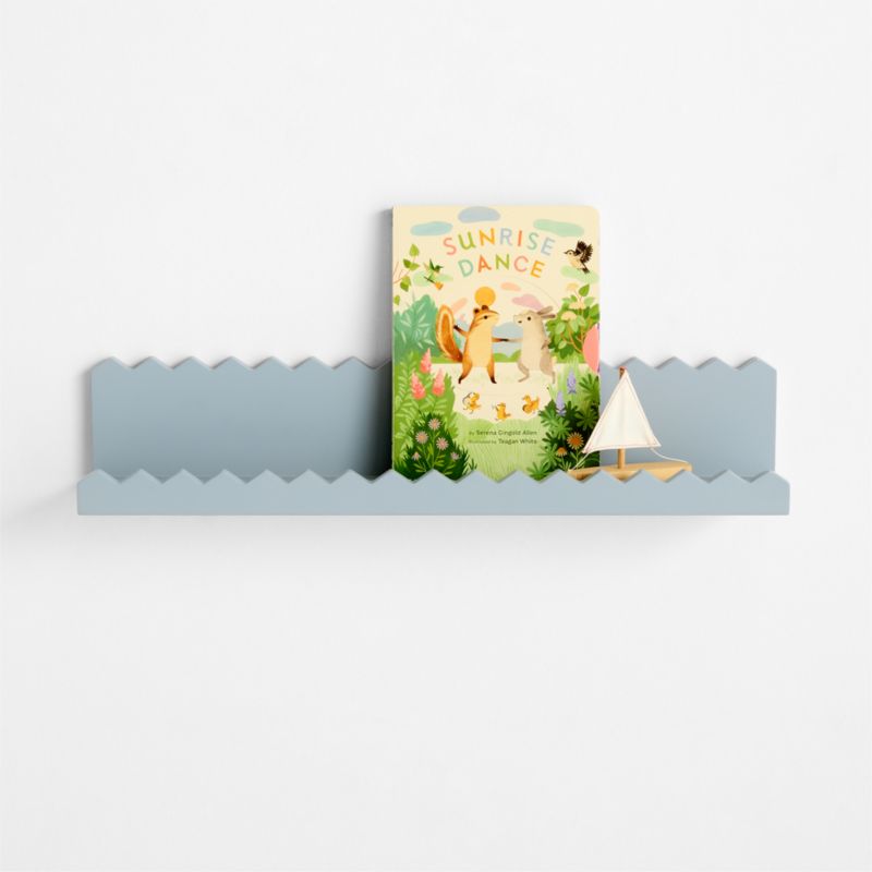 Online Designer Bedroom Sunny Zig Zag Mist Blue Book Ledge Shelf