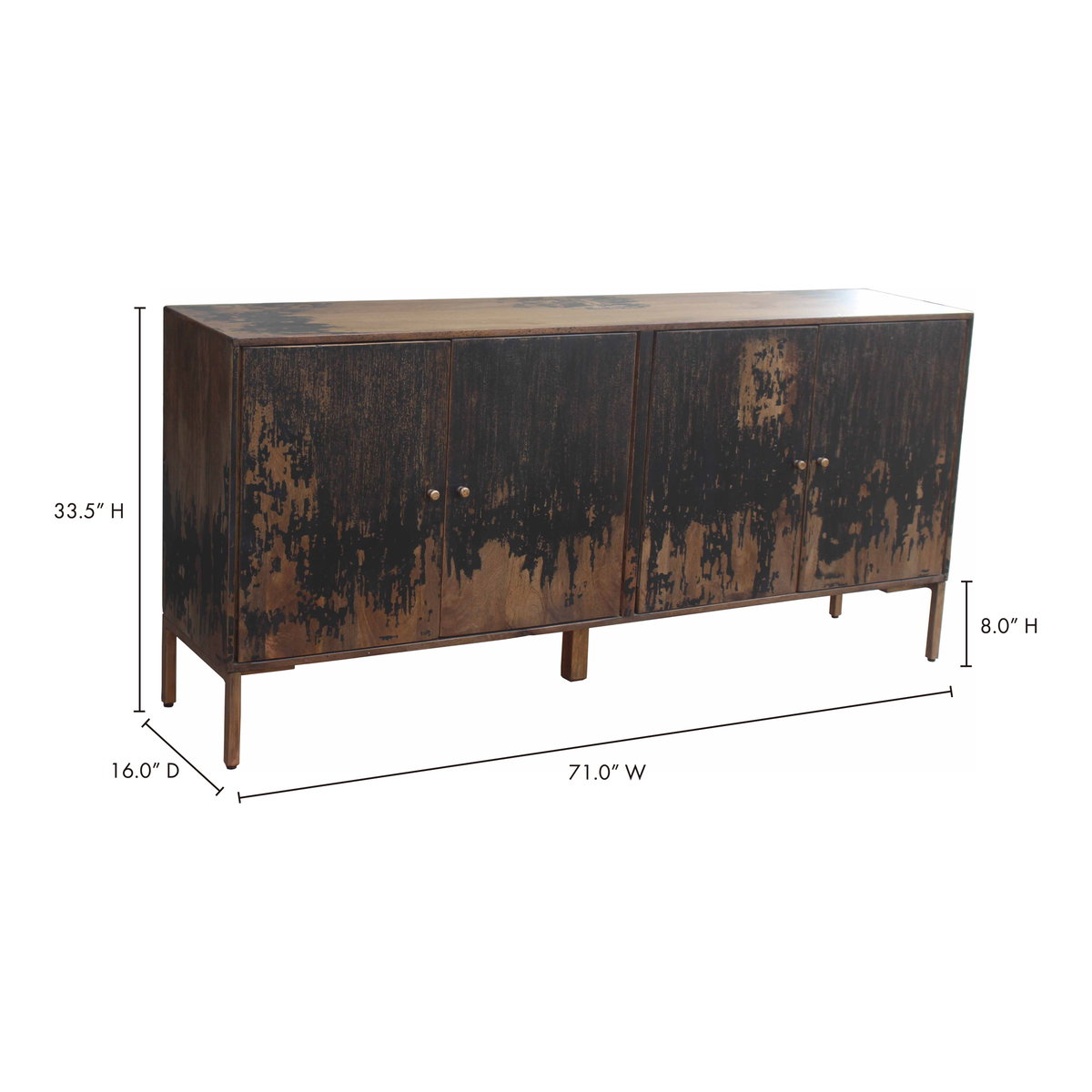 Artists Sideboard Large Black, Cabinets & Sideboard by Moe's Home, 71" width x 33.5" height x 16" depth View 6