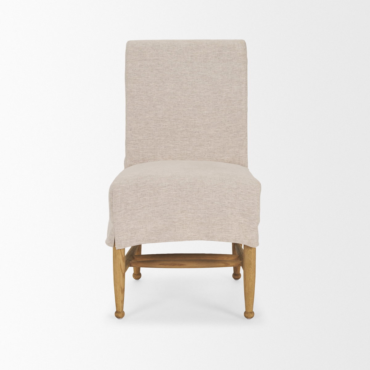 Whitley Oatmeal Performance Fabric with Oak Wood Dining Chair, by Mercana, 19.25" length x 24" width x 35" height View 3