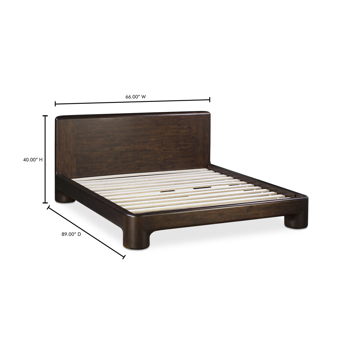 Rowan Bed Queen Dark Brown, by Moe's Home, 66" width x 40" height x 89" depth View 13