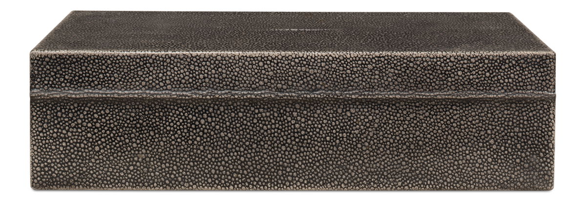 Gatsburg  Shagreen Box  Ant.Grey S/2, by Sarreid, 6" length x 1' width x 3" height View 3