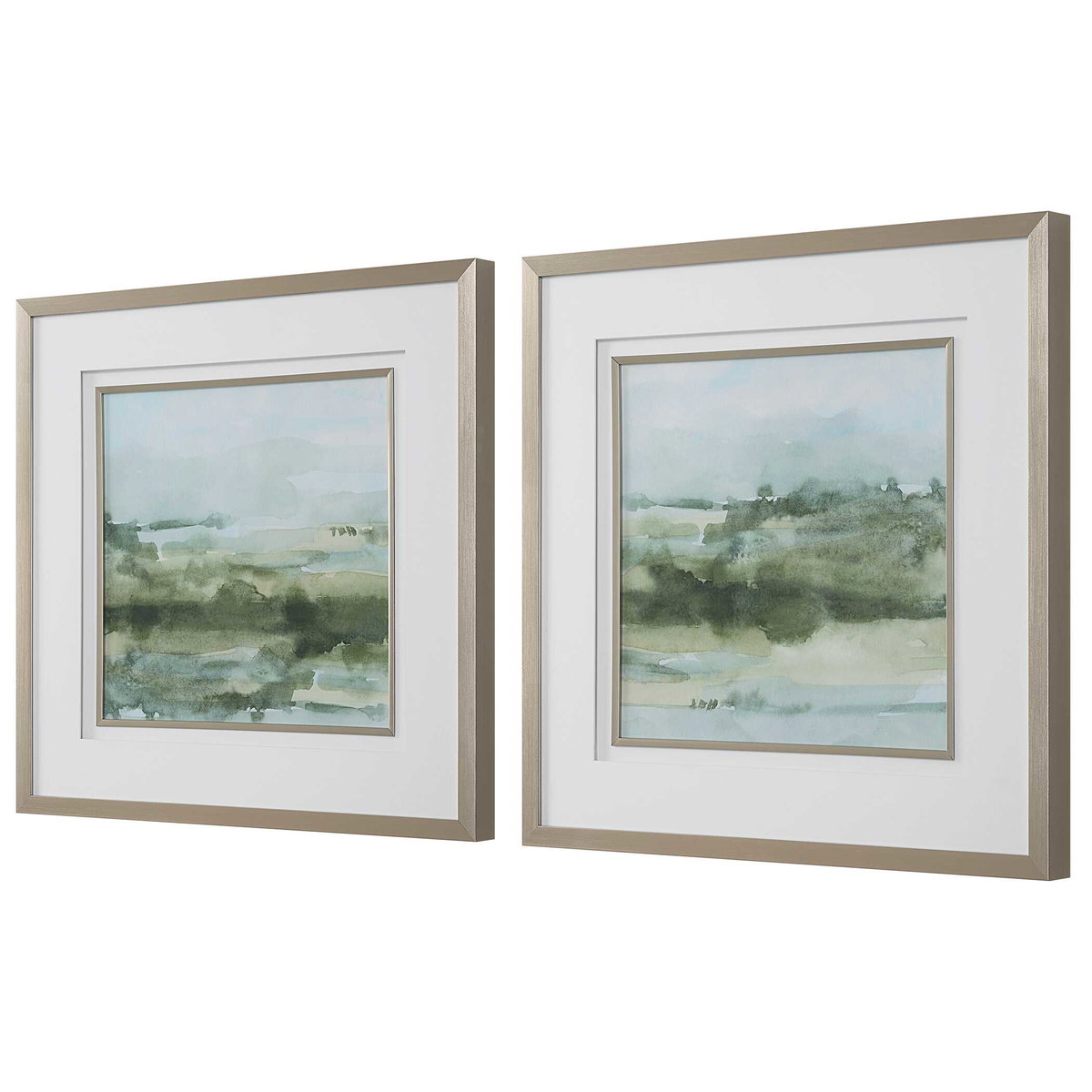 Soft Sage Abstract Landscape Prints Set/2, Art by Uttermost, 28" width x 28" height x 2.12" depth View 5