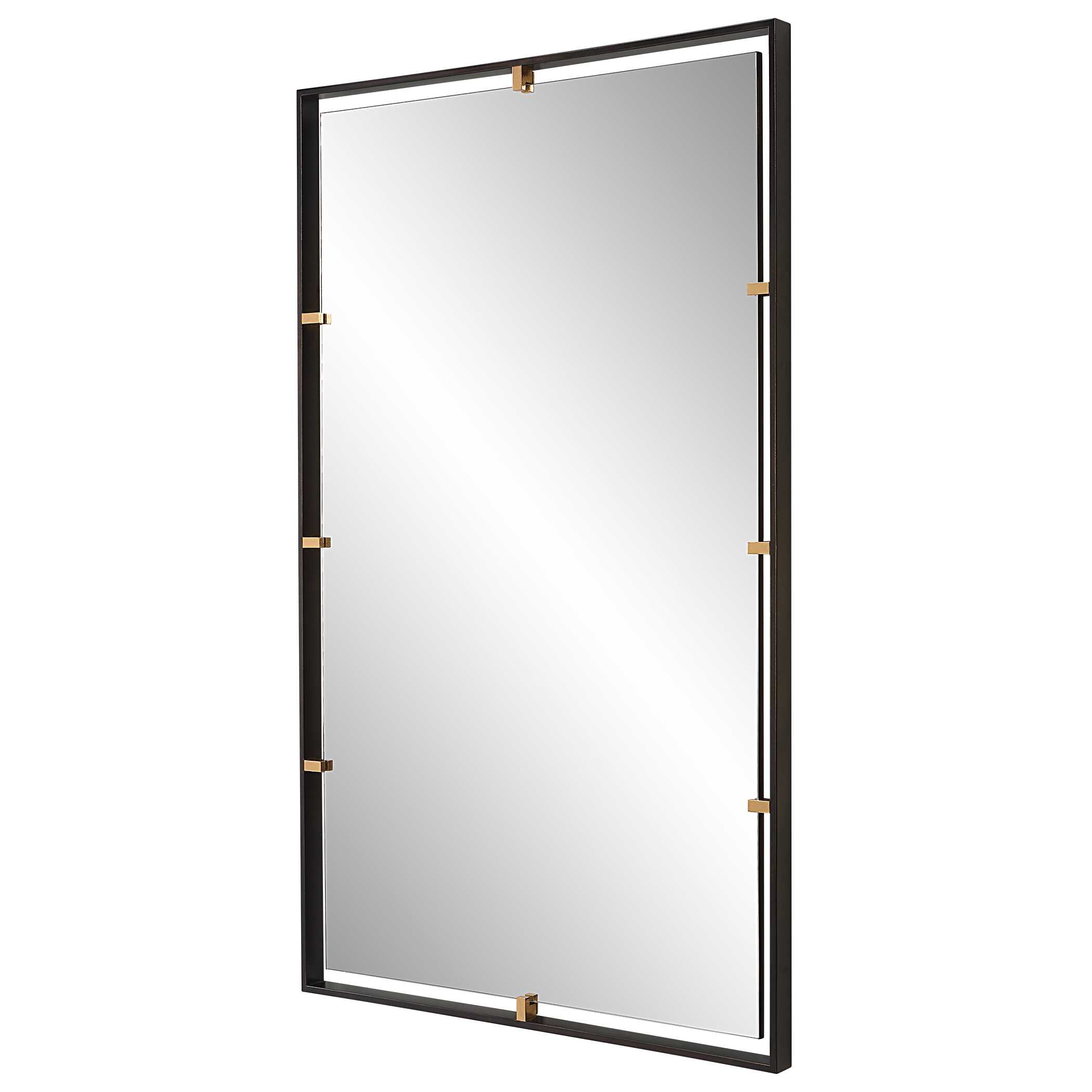 Egon Rectangular Bronze Mirror, by Uttermost, 29.87" width x 50" height x 1.62" depth View 5