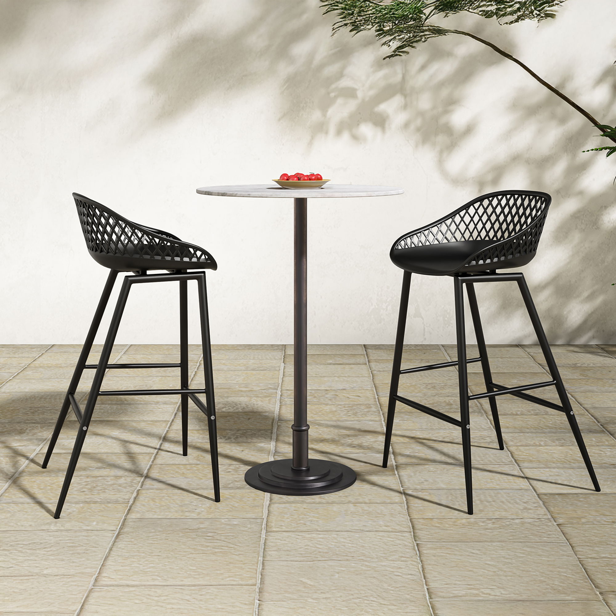 Piazza Outdoor Counter Stool Black - Set Of Two, Outdoor Chair by Moe's Home, 1'7" width x 2'10" height x 1'7" depth View 8