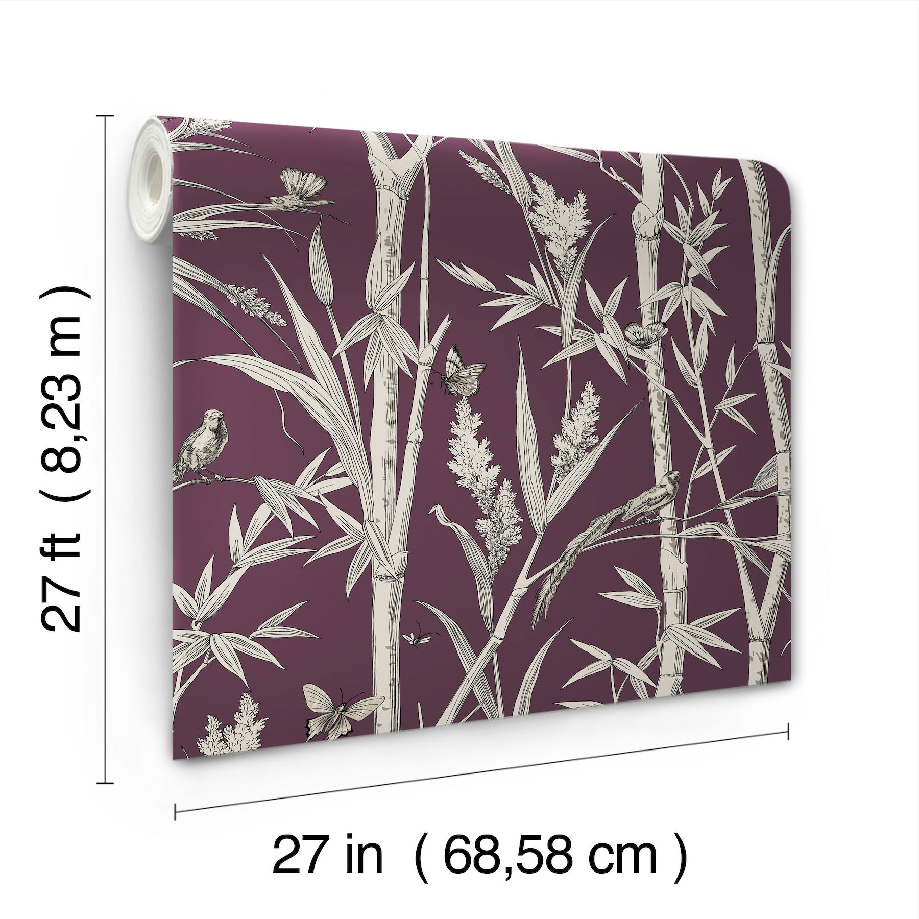 Bambou Toile Burgundy Wallpaper large image 