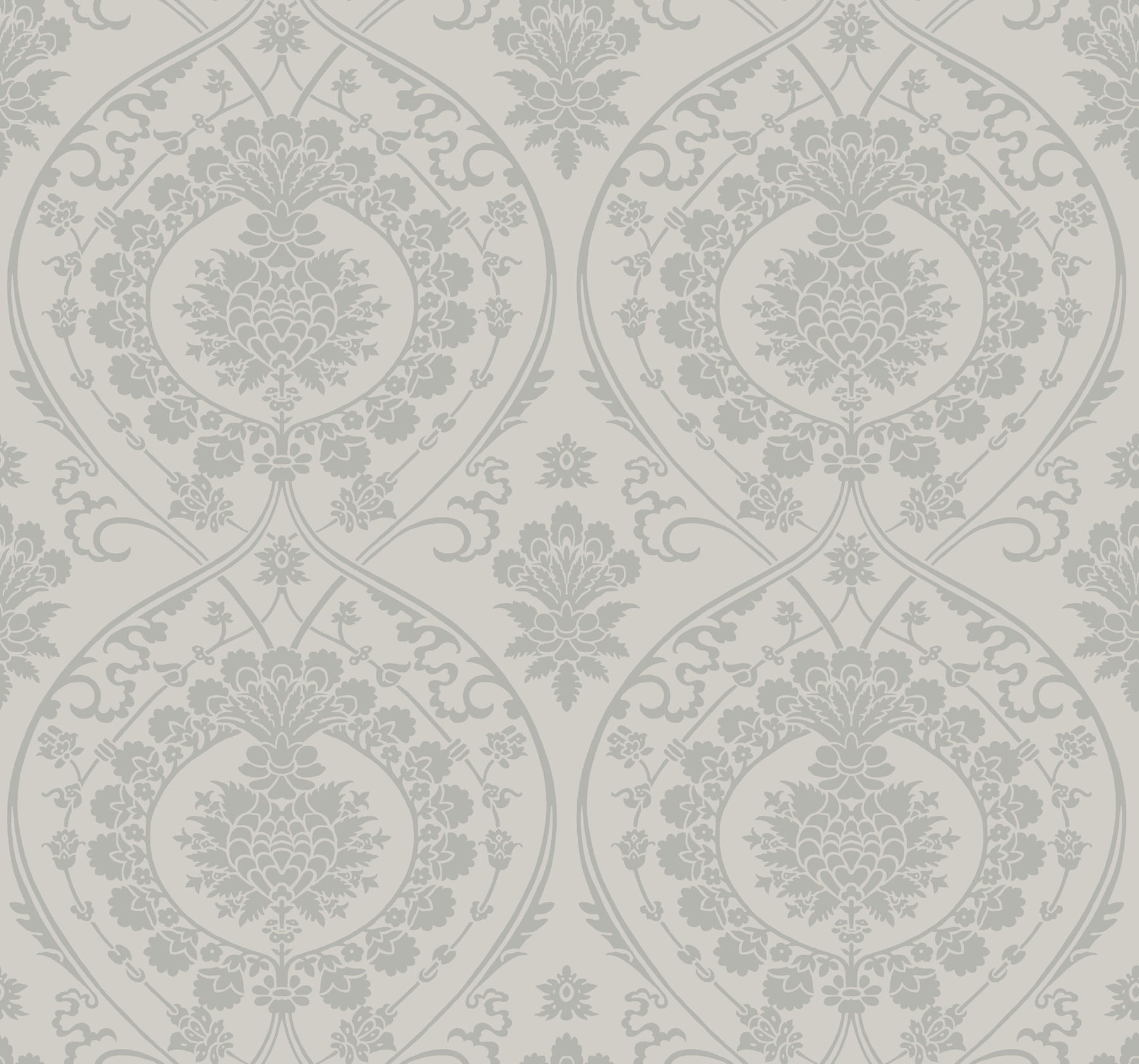 Imperial Damask Grey & Silver Wallpaper large image 