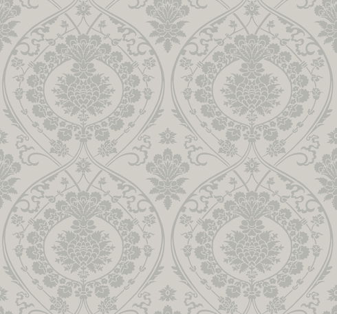 Imperial Damask Grey & Silver Wallpaper