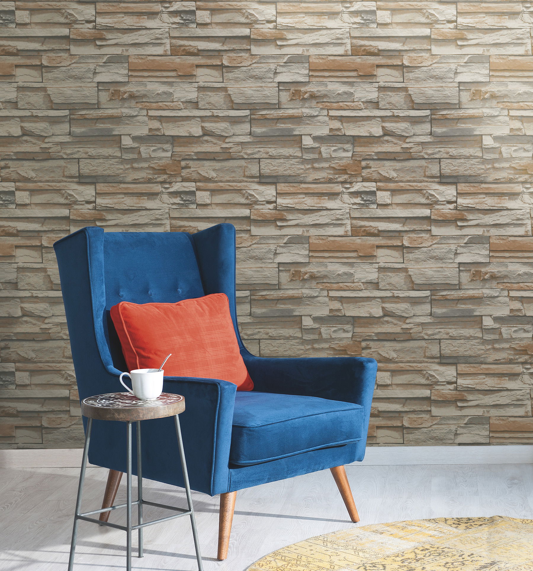 Flat Stone Brown & Grey Wallpaper large image 