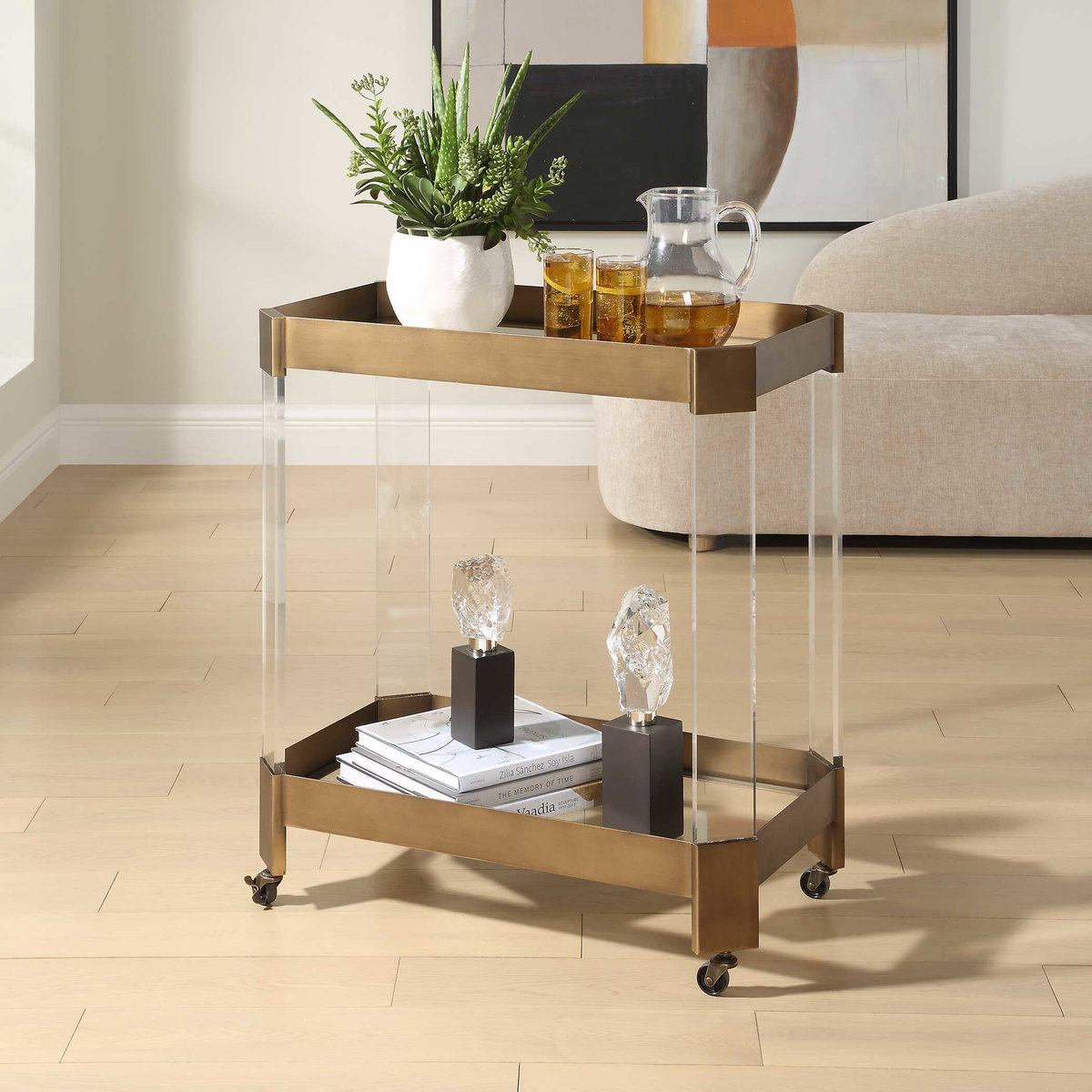 Giselle Bronze Bar Cart, Bar Carts & Cabinet by Uttermost, 28.5" width x 32" height x 16.75" depth View 2