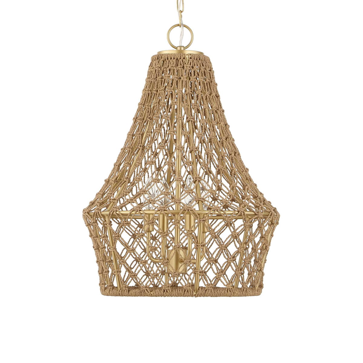 Macrame 4 Light Rope Pendant, by Uttermost, 18" width x 25.5" height x 18" diameter View 6